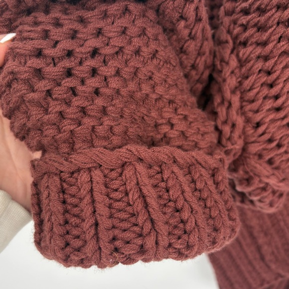NWT Free People My Only Sunshine Chunky Knit Sweater in Chocolate Merlot - Picture 6 of 13